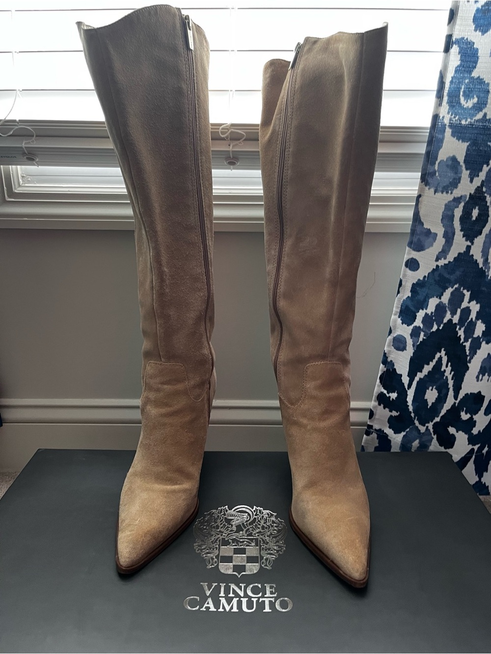 Vince Camuto Tan Suede Over-the-Knee Pointed-Toe Boots